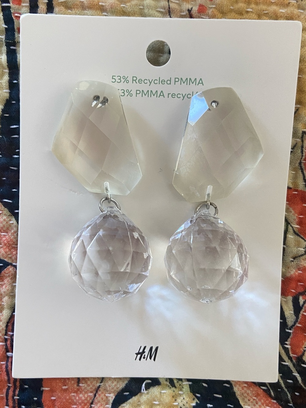 NWT H&M Clear Faceted Drop Earrings